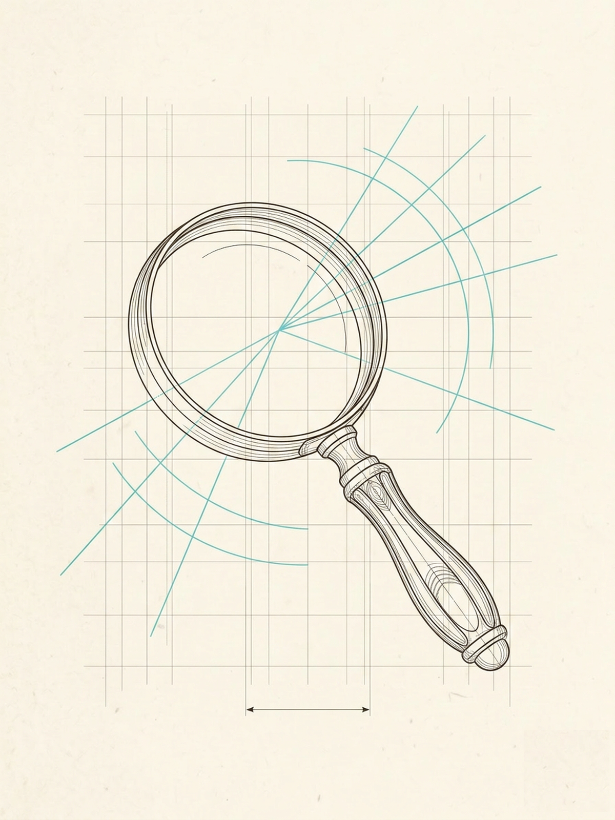 Vintage drafting illustration of a magnifying glass — Auralense