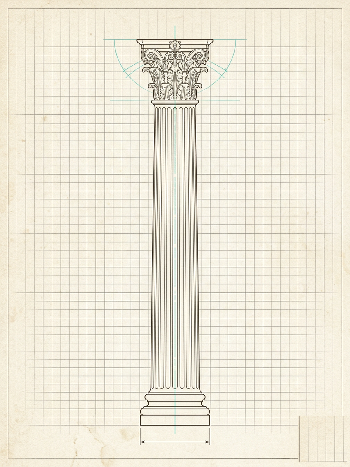 Vintage drafting illustration of a classical column — Franco Blueprint Blueprint4Success