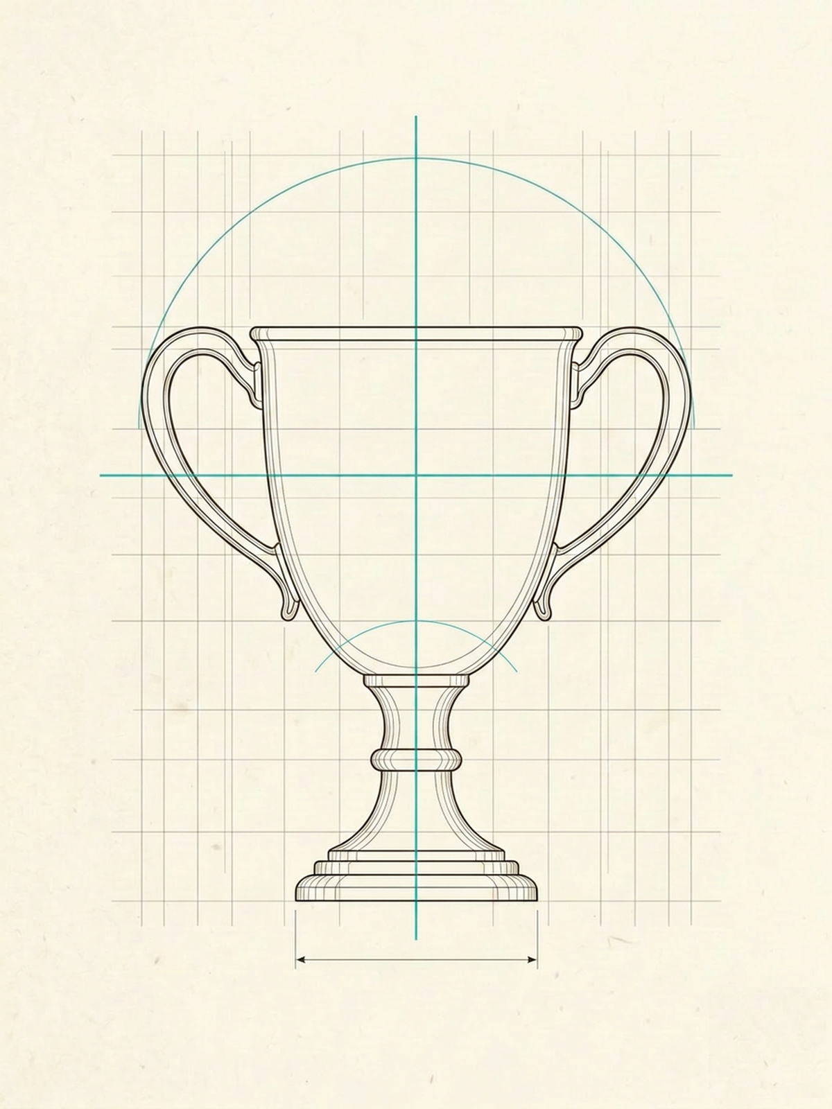 Vintage drafting illustration of a trophy cup — Franco Blueprint Athletes
