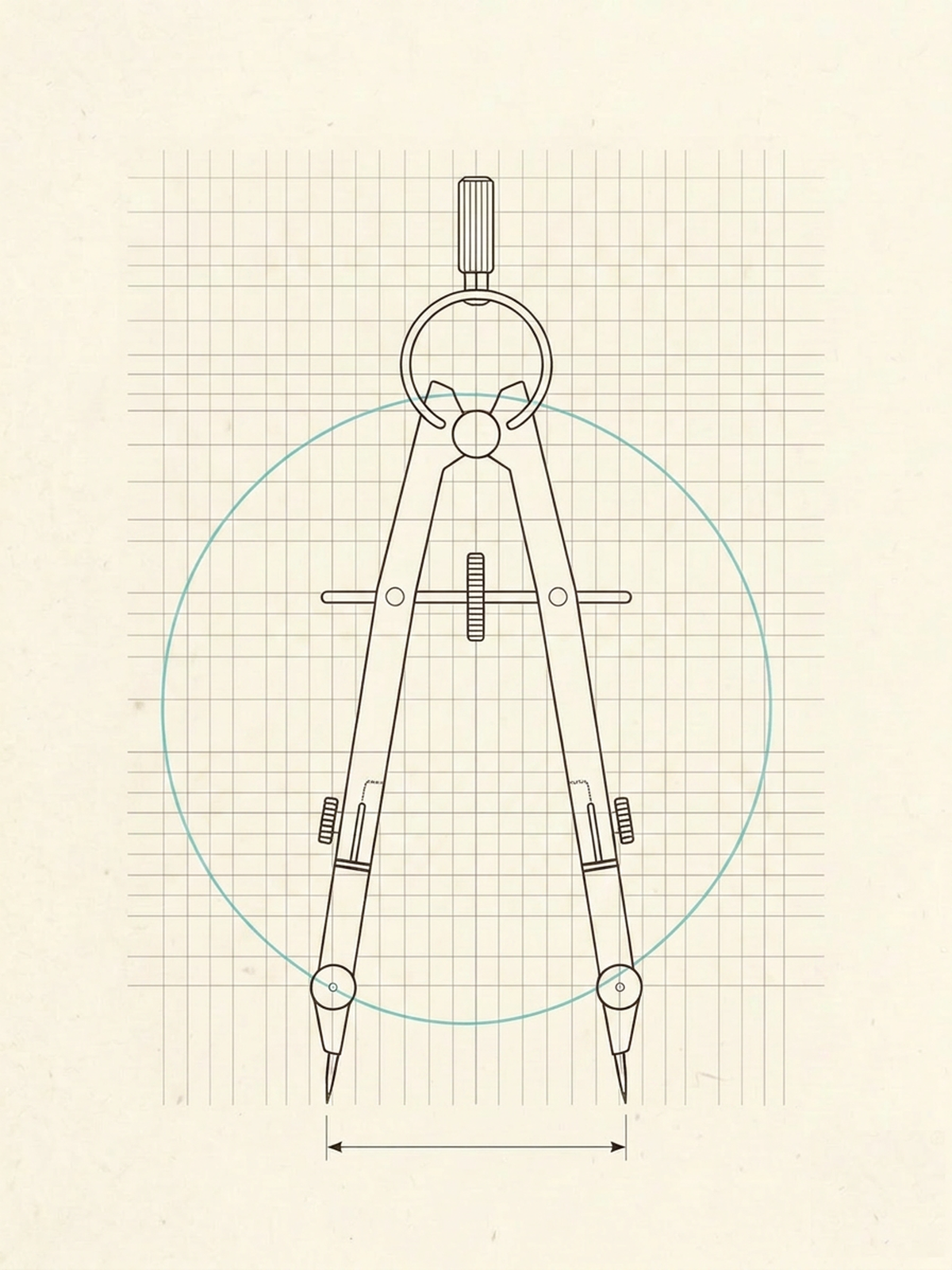Vintage drafting illustration of a drafting compass — Franco Blueprint Entrepreneurs